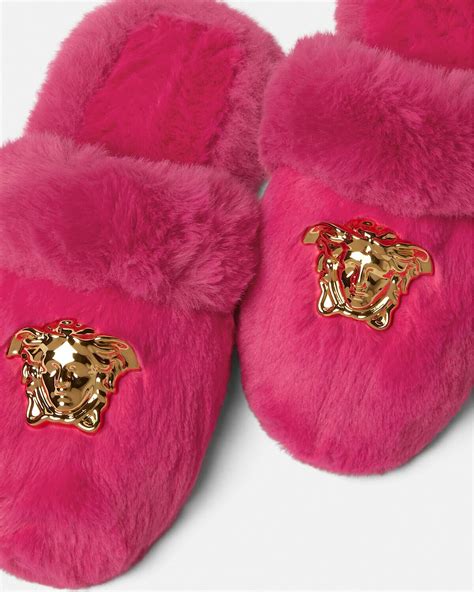 versace faux fur slippers|Versace slippers for women.